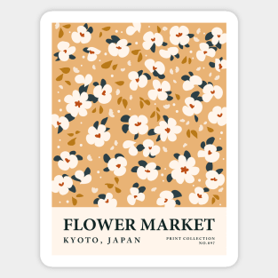 Flower market, Kyoto, Japan, Floral retro print, Cottagecore decor, Museum poster, Aesthetic Sticker